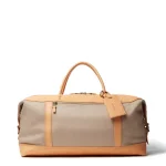 Best J. W. Hulme Co Double Cotton Twill Weekender Bag Khaki Twill & Natural Leather