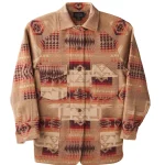 Fashion J. W. Hulme Co Pendleton Vintage Wool Work Jacket Tan Jacquard