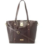 Clearance J. W. Hulme Co Reese Tooled Leather Lock Closure Tote Bag Brown